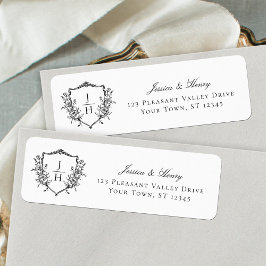 Regency Crest Monogram Huwelijks Retouradres Etiket