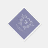 Regency Crest Monogram Paarse Bruidsdouche Servet (Hoek)