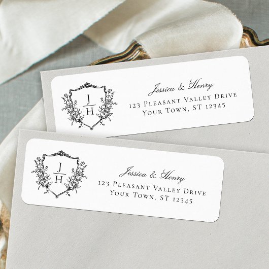 Regency Crest Monogram Wedding Return Adres Etiket