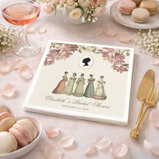 Regency Dames Bruidsfeest Vintage Bloemenscript Servet