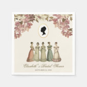 Regency Dames Bruidsfeest Vintage Bloemenscript Servet (Voorkant)