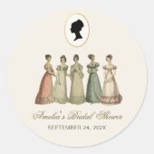 Regency Dames Bruidsfeest Vintage Silhouet Ronde Sticker (Voorkant)