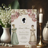 Regency Dames Vintage Bloemrijke Orchidee Bruiloft Kaart