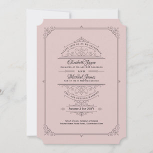  Regency Dusty Roos Wedding Invitations Kaart