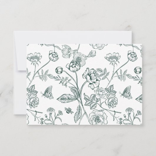 Regency Emerald Allergy Diet Restriction Wedding RSVP Kaartje (Achterkant)