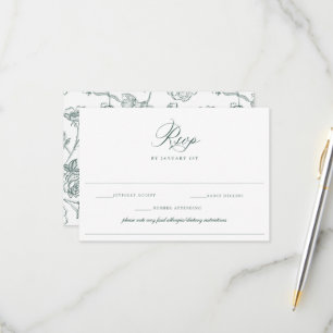 Regency Emerald Allergy Diet Restriction Wedding RSVP Kaartje