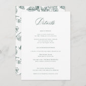 Regency Emerald Green Wedding Details Informatiekaartje (Voorkant / Achterkant)