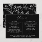 Regency Era Black Floral Wedding Details Kaart (Voorkant / Achterkant)