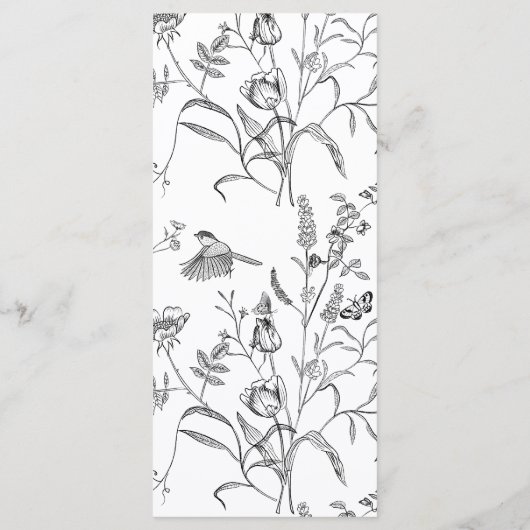 Regency Era Black  Floral Wedding Menu (Achterkant)