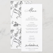 Regency Era Black  Floral Wedding Menu (Voorkant / Achterkant)