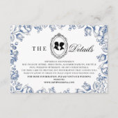 Regency Era Blauwe Bloemachtige Bruiloft Informatiekaartje (Voorkant)