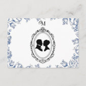 Regency Era Blauwe Bloemachtige Bruiloft Informatiekaartje (Achterkant)