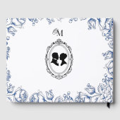 Regency Era Blauwe Bloemige Bruiloft Gastenboek (Achterkant)