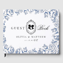 Regency Era Blauwe Bloemige Bruiloft Gastenboek
