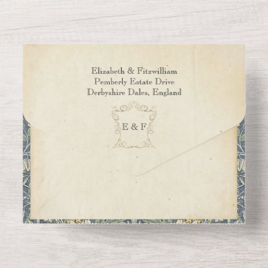 Regency Era Bruiloft Alles In Een Uitnodiging (Achterkant)