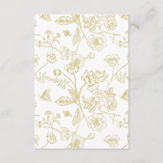 Regency Era Dark Gold Wedding Details Informatiekaartje (Achterkant)