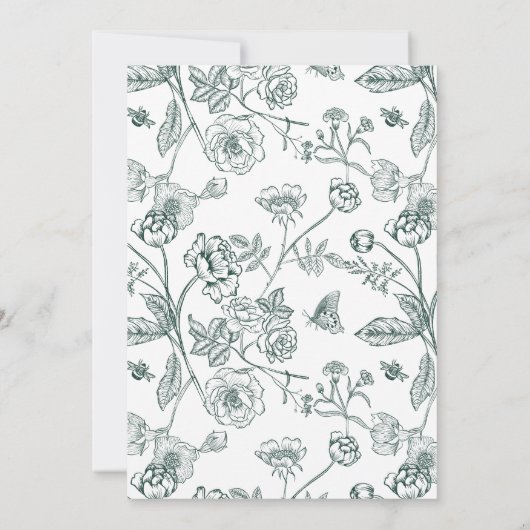 Regency Era Emerald Monogram Crest Wedding Kaart (Achterkant)