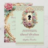 Regency Era Floral Sweet Zestien Uitnodiging (Voorkant / Achterkant)