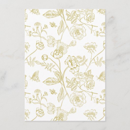 Regency Era Gold Wedding Details Informatiekaartje (Achterkant)