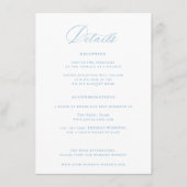 Regency Era Light Sky Blue Wedding Details Informatiekaartje (Voorkant)