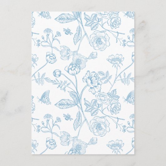 Regency Era Light Sky Blue Wedding Details Informatiekaartje (Achterkant)