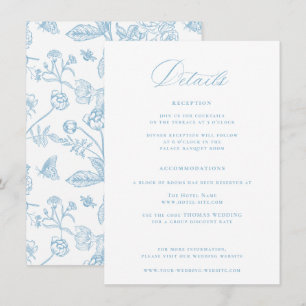 Regency Era Light Sky Blue Wedding Details Informatiekaartje