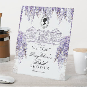 Regency Era Lila Bloemstuk Bruidsdouche Reclamebord Met Voetstuk