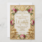 Regency Era Tuin Cherubijn Monogram Trouwdag Kaart (Voorkant)