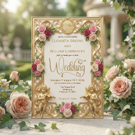 Regency Era Tuin Cherubijn Monogram Trouwdag Kaart