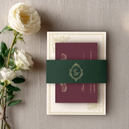 Regency Era Wedding Belly Band with Monogram Crest Uitnodigingen Wikkel