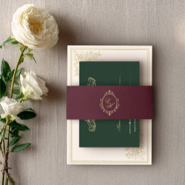 Regency Era Wedding Belly Band with Monogram Crest Uitnodigingen Wikkel