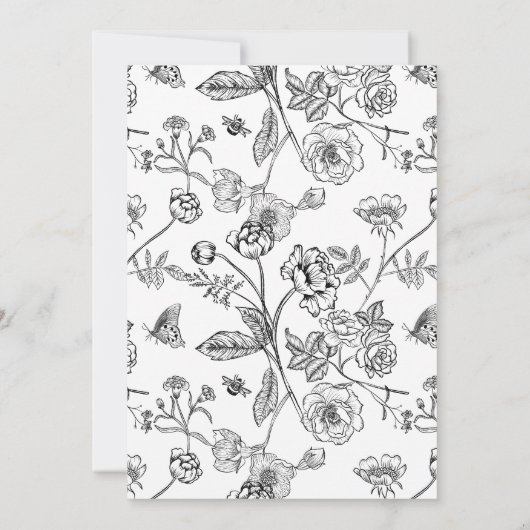 Regency Era Zwart Bruiloft Details Kaart (Achterkant)