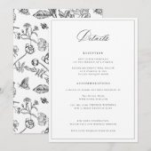 Regency Era Zwart Bruiloft Details Kaart (Voorkant / Achterkant)