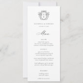 Regency Era Zwart Crest Monogram Bruiloft Menu Kaart (Voorkant)
