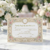 Regency Floral & Cherub Monogram RSVP Kaartje