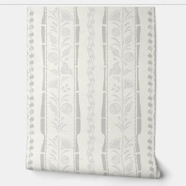 Regency Floral Sophisticated Strepen - Lichtgrijs  Behang