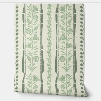 Regency Floral Stripes - Sage Green - Cream Behang