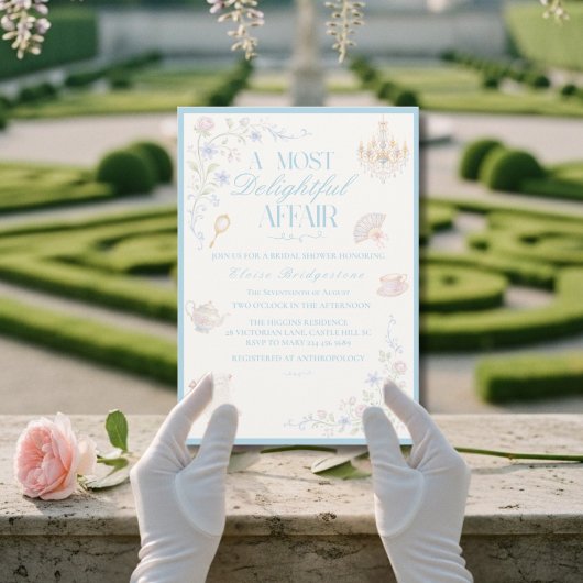 Regency Floral Tea garden Bridal shower Kaart