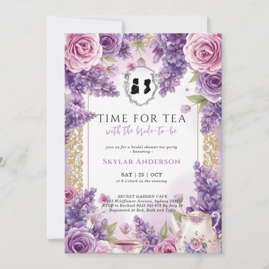 Regency Floral Tea Party bridal shower Kaart (Voorkant)