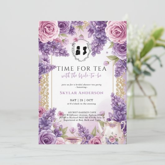 Regency Floral Tea Party bridal shower Kaart (Staand voorkant)