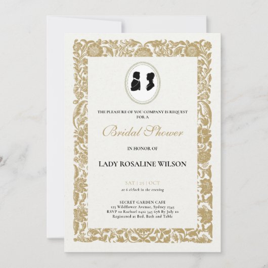 Regency Floral Tea Party bruidsdouche Uitnodiging (Voorkant)