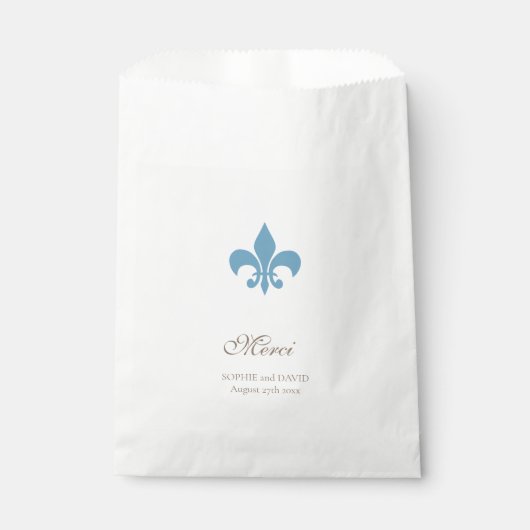 Regency Frans Blauw Fleur de Lis Bruiloft Merci Bedankzakje (Voorkant)