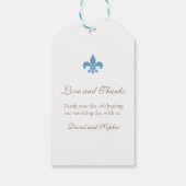 Regency Frans Blauw Fleur de Lis Merci Bruiloft Cadeaulabel (Achterkant)