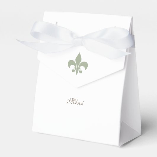 Regency Frans Groene Fleur de Lis Merci Bruiloft Bedankdoosjes (Voorkant Zijde)