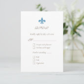 Regency French Blue Fleur de Lis Chic RSVP Kaartje (Staand voorkant)