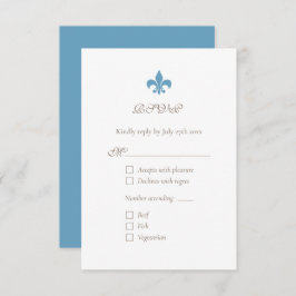 Regency French Blue Fleur de Lis Chic RSVP Kaartje