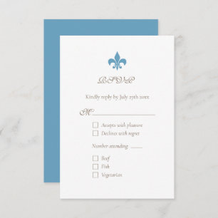 Regency French Blue Fleur de Lis Chic RSVP Kaartje