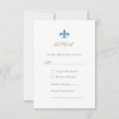 Regency French Blue Fleur de Lis Design Wedding RSVP Kaartje (Voorkant)