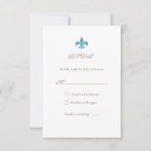 Regency French Blue Fleur de Lis Elegant Wedding RSVP Kaartje (Voorkant)