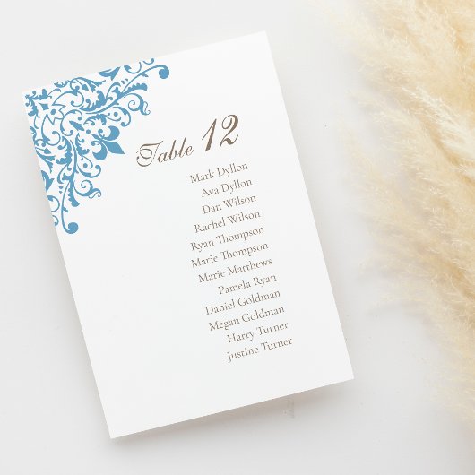 Regency French Blue Fleur de Lis Pattern Wedding Kaart